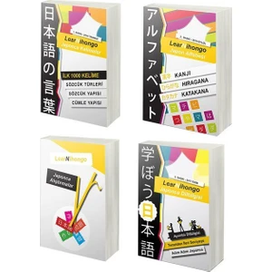 Learnihongo Japonca Dilbilgisi, Kelimeler, Alıştırmalar, Alfabe 4 Kitap Set Japonca Öğreten Kitaplar
