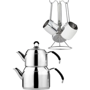 Modern Ikili Paslanmaz Çelik Çaydanlık Cezve Seti