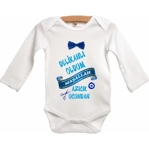 Sünnet Zıbını 2 Baskılı Uzun Kol Bebek Zıbın Body