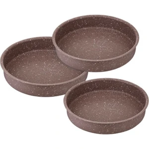 Saflon 3 Parça Granit Yuvarlak Fırın Kabı Kahve