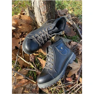 Hakiki Deri Outdoor-Trekking Bot Fermuarlı Siyah