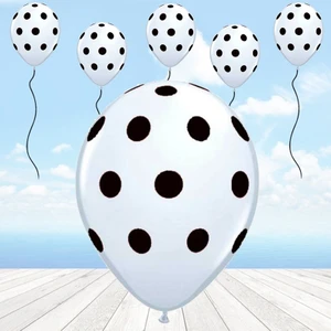 Süsle Bebek ve Parti Siyah Puanlı Beyaz Balon - 10 Adet