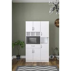 AE-3080 Anka Beyaz Çok Amaçlı Mutfak Dolabı & Banyo Dolabı 6 Kapaklı 1 Çekmeceli Raflı