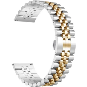 Kzy Samsung Galaxy Watch 3 Uyumlu 45MM (22MM) Parlak Metal Kordon - Gümüş-Rose Gold