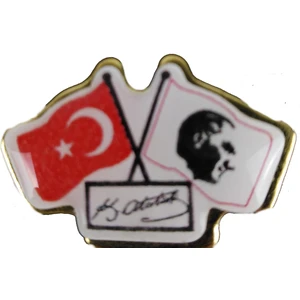 Ikili Atalı Bayraklı Rozet VT627