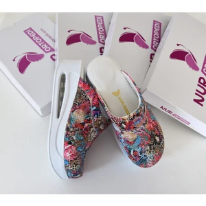 Nur Ortopedi Şal Desen Kapalı Airmax Bayan Sabo Terlik