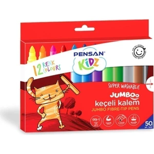 Jumbo Keçeli Kalem Boya Yıkanabilir 12 Renk