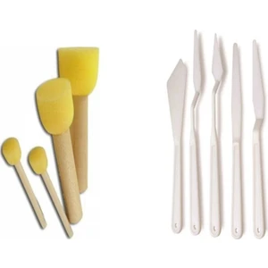 Ponpon Fırça ve Spatula Set Ekonomik 2'li