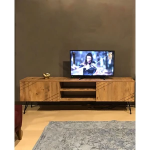 Avmpark Ceviz Kare Çapraz Tv Ünitesi Tek Alt