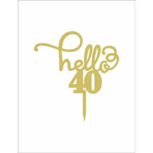 Artı Baskı Atölyesi Gold Aynalı Pleksi "hello 40"  Pasta Süsü