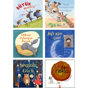Büyük Macera + Seni Seviyorum Miniğim + Uykusu Gelmeyen Porsuk + Ay'ı Kim Çaldı?+ Sevginin Gücü + Nokta (Peter Reynolds) / 6 Kitap Çocuk Masalları Seti