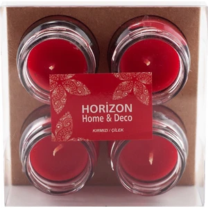 Horizon Mum Kavanoz Mum Çilek Kokulu 4'lü Paket