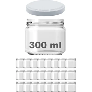 300 cc Kavanoz Metal Beyaz Konserve Kapaklı 300 ml Şeffaf Cam Kavanoz 24 Adet