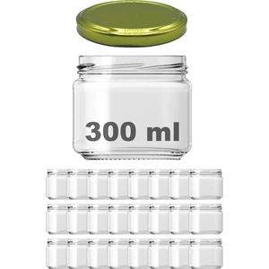 300 cc Kavanoz Metal Gold Konserve Kapaklı 300 ml Şeffaf Cam Kavanoz 24 Adet