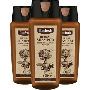 Deep Fresh Herbal Bitkisel Şampuan Zeytinyağı Özlü Kuru Saçlar 3 x 500 ml