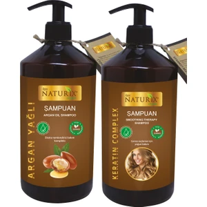 2'li Tuzsuz Argan Yağlı Şampuan + Keratin Şampuan 600 ml Bitkisel Şampuan Paraben Içermez