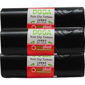 Doğa Jumbo 80CM*110CM Siyah Çöp Poşeti 3 'lü