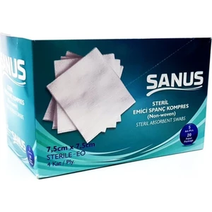 Marmara Norm - Sanus Steril Spanç Non-Woven Kumaş Emici Kompres 7,5 x 7,5cm 100 Adet