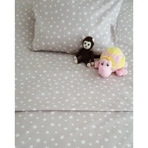 Lastikli Renforce Bebek Çarşaf Takımı-Gri Yıldızlı