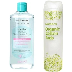 Micellar Makyaj Temizleme Suyu 400 ml ve Watsons Pamuk 80'li