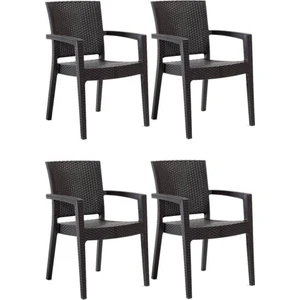 4 Adet Novussi Paris Rattan Kollu Sandalye Koltuk Kahve