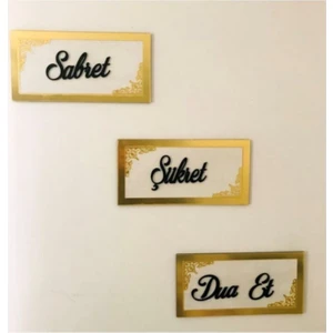Güneş Lazer Sabret,şükret,dua Et Desenli Dekoratif Duvar Dekorasyon Tablosu 3 Lü Set