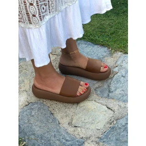 Jill Kalın Şerit Camel Kadın Sandalet