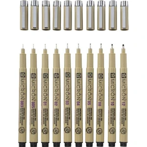 Pigma Micron Teknik Çizim Kalemi Tam Set 10'lu