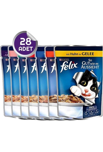 Felix Pouch Yaş Kedi Maması Karışık Paket 28 Adet