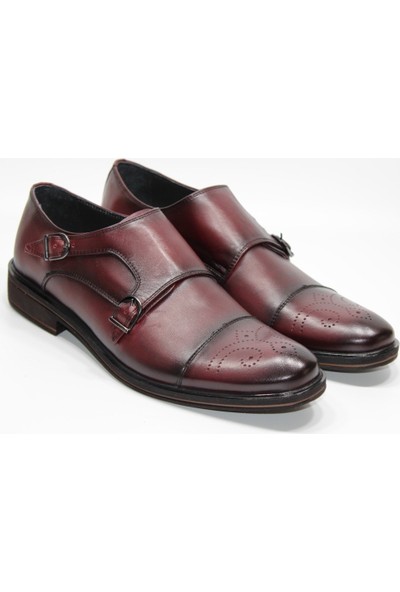 Rego deri Poliüretan Taban Lastikli Çift Tokalı Klasik Erkek Ayakkabı