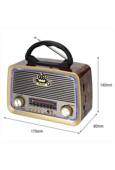 Sezy KN1183BT Usb/sd/mp3/bluetooth Işıklı Şarjlı Nostaljik Radyo