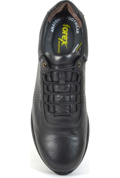Forex 2929 Soft Deri Siyah Anatomik Günlük Erkek Ayakkabı