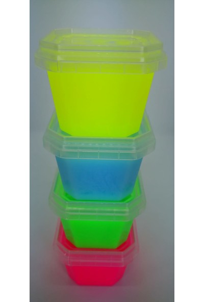 Yum Toys 4lü Paket 4 Renk 4x4 Slime. 450GR Canlı Parklak Renk Hazır Slime