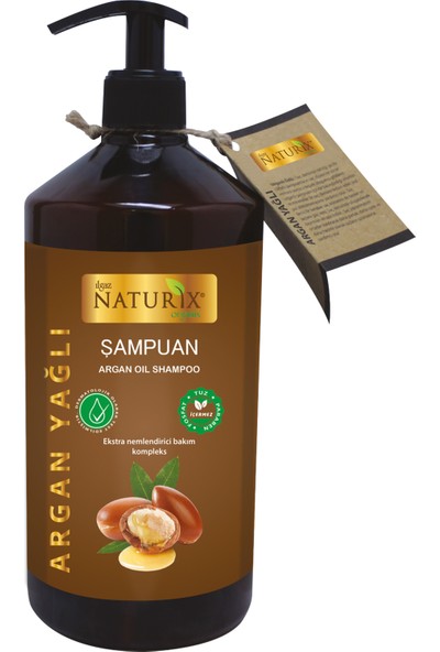 Naturix 2'li Tuzsuz Argan Yağlı Şampuan + Keratin Şampuan 600 ml Bitkisel Şampuan Paraben Içermez