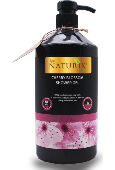 Naturix Organik Argan Yağlı Duş Jeli 1000 ml + Japon Kirazı Duş Jeli 1000 ml 2'li Aile Duş Jeli Seti