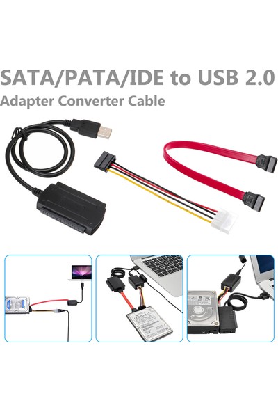 Wozlo USB To 2.5 / 3.5 / 5.25 Sata Ide Çevirici Kablo HDD Hardddisk Kablosu