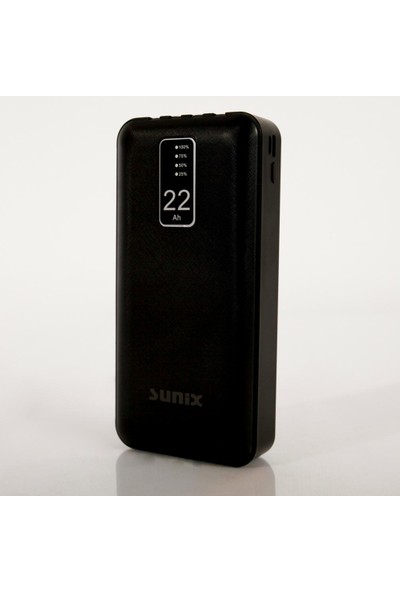 Sunix PB26 Type-C Çıkışlı LED Göstergeli Powerbank 22000MAH Siyah