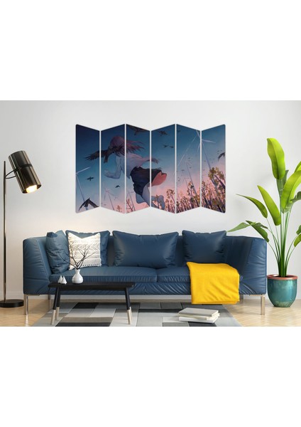 Anime Kız Rüzgar Türbini Kuşlar Mdf TABLO-0033 Model-B modelleri