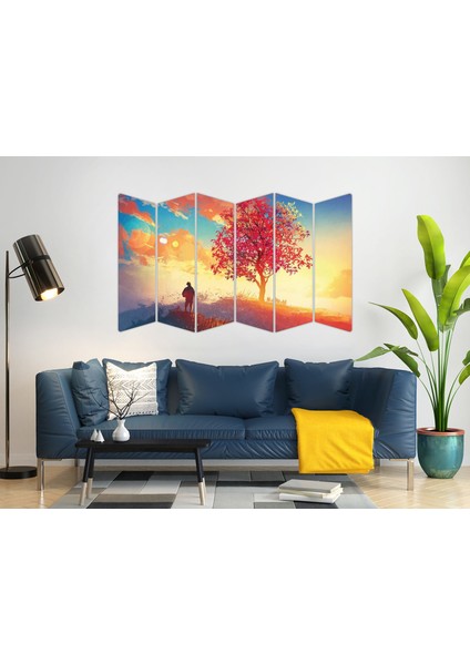 Ağaç Insan Digital Painting Gün Batımı Mdf TABLO-3136 Model-B