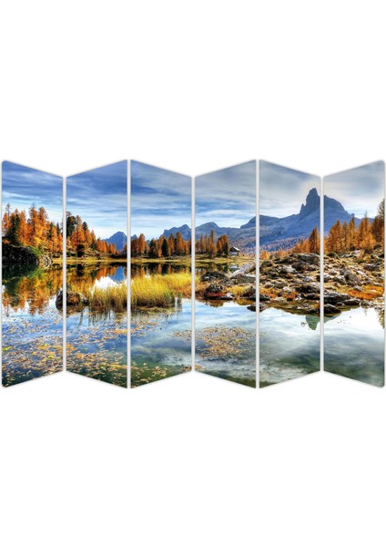 Göl Ağaçlık Dağ Manzarası Mdf TABLO-3195 Model-B
