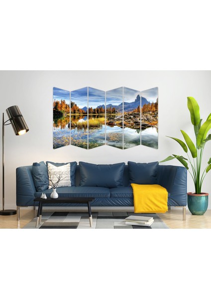 Göl Ağaçlık Dağ Manzarası Mdf TABLO-3195 Model-B modelleri