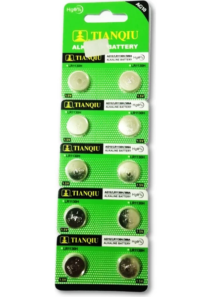 Alkalin Pil - AG10 / LR1130 Düğme Pil 1,5V - 10'lu Paket