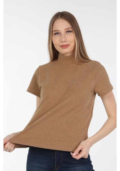 Kadın Hardal Yarım Balıkçı T-Shirt fırsatları