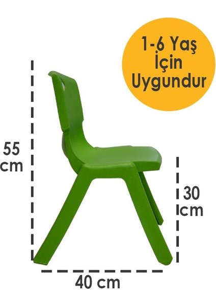 Yeşil Kırılmaz Çocuk Sandalyesi - Kreş ve Anaokulu Sandalyesi 2 Adet