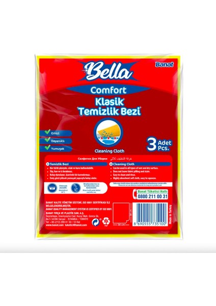 Bella Comfort Classic Temizlik Bezi - 3'Lü Paket