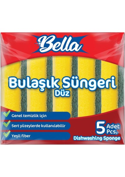 Bella Düz Bulaşık Süngeri - 5'Li Paket