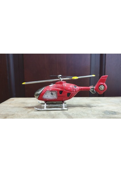 Kırmızı Helikopter Şeklinde Masa Saati Quartz