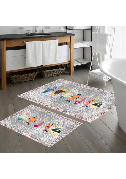 Kaymaz Taban Yıkanabilir 2 Li 60X100 - 50X60 Klozet Takımı