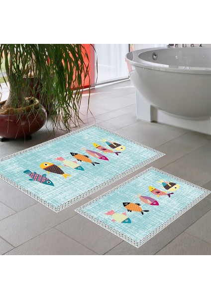 Thalia Home Talia Home Kaymaz Taban Yıkanabilir 2 Li 60X100 - 50X60 Banyo Halısı Paspas Klozet Takımı