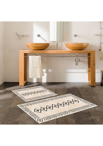 Kaymaz Taban Yıkanabilir 2 Li 60X100 - 50X60 Banyo Halısı Paspas Klozet Takımı